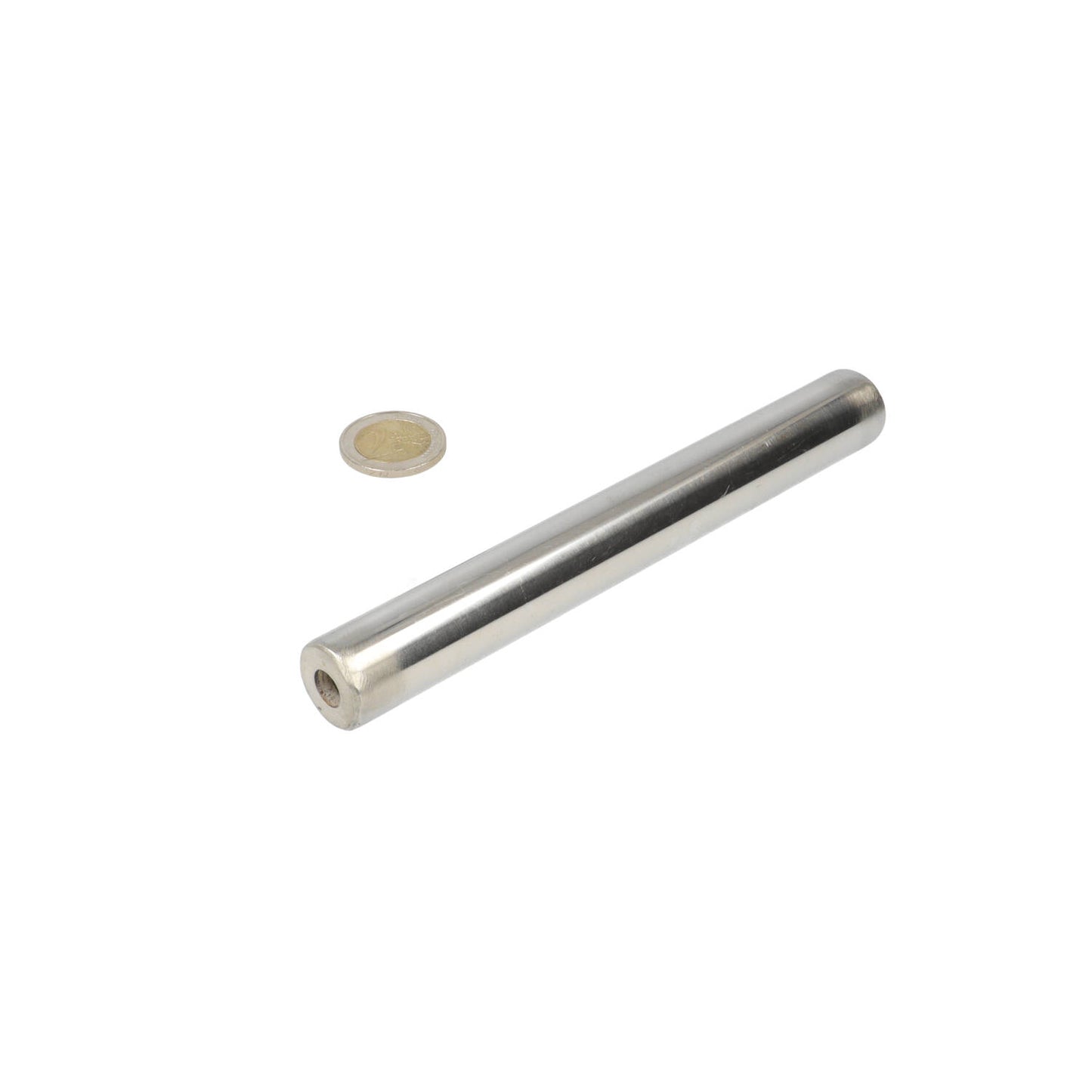Filtermagneet Neodymium RVS Ø25 × 190 mm N42 diametraal 2× binnendraad M8 Coating NiCuNi