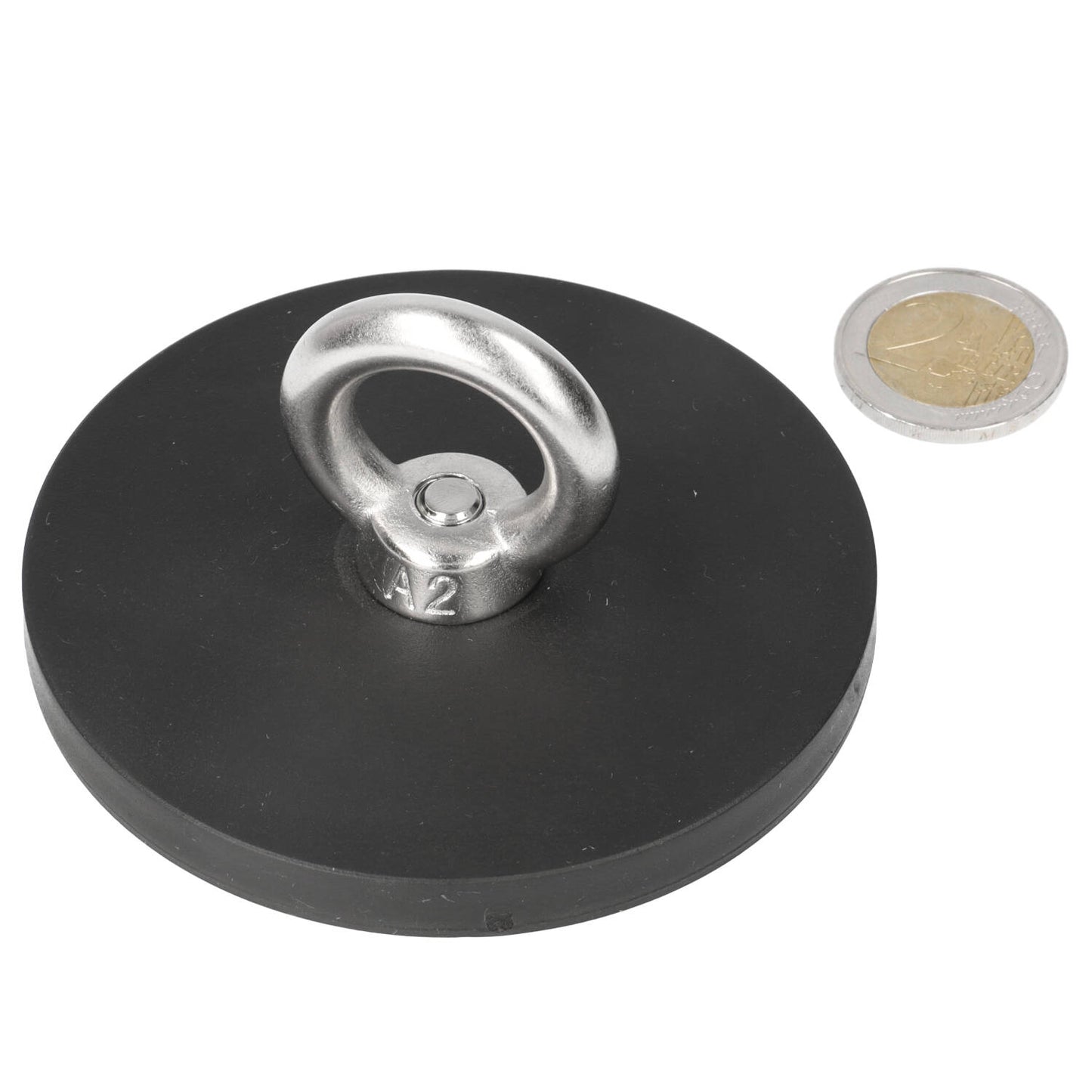 Neodymium Rubber Oogmagneet Ø88 mm N40 RVS Oog