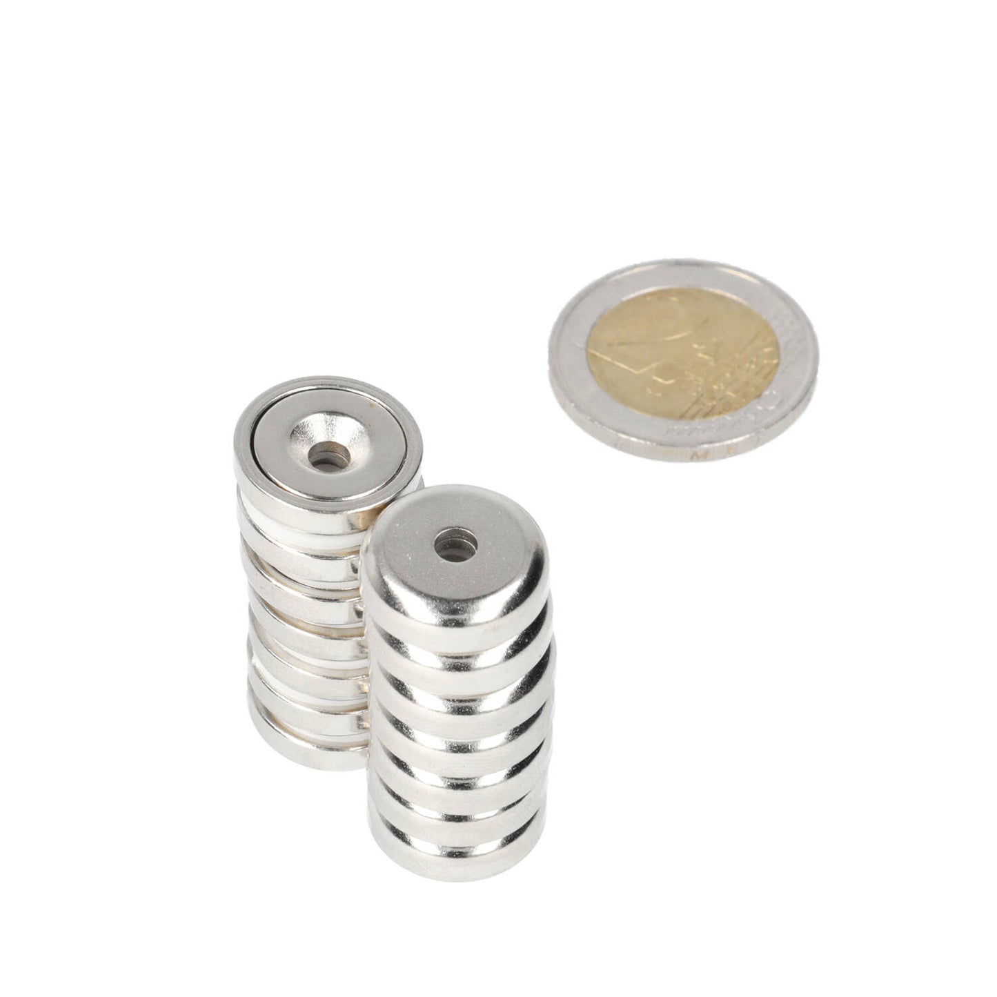 Pot magnet 16 x 5 mm, with drill/countersink hole