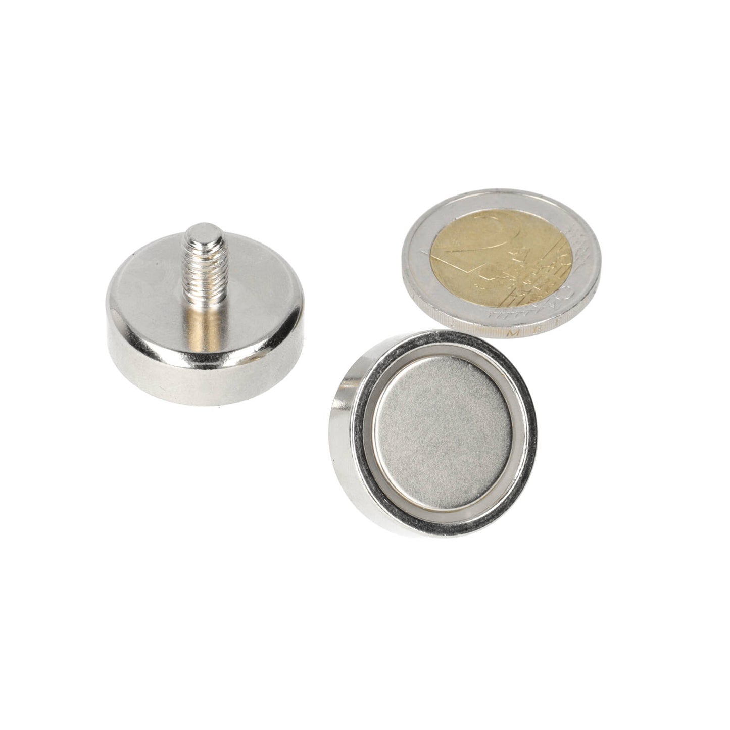 Neodymium Potmagneet Ø25 x 8 mm N40 NiCuNi draadstift M6