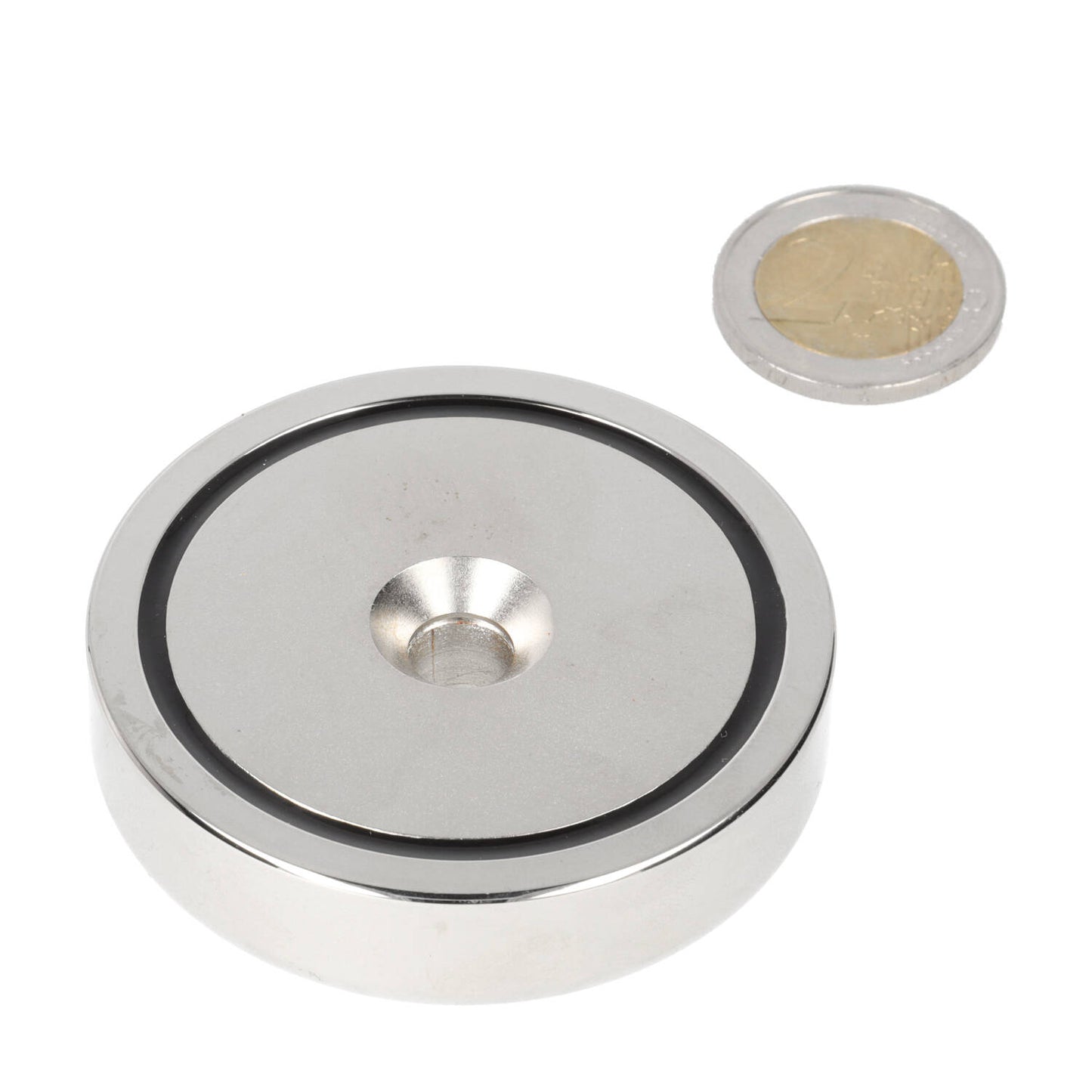 Neodymium Potmagneet Ø60 x 15 mm N40 NiCuNi boor-/verzinkgat