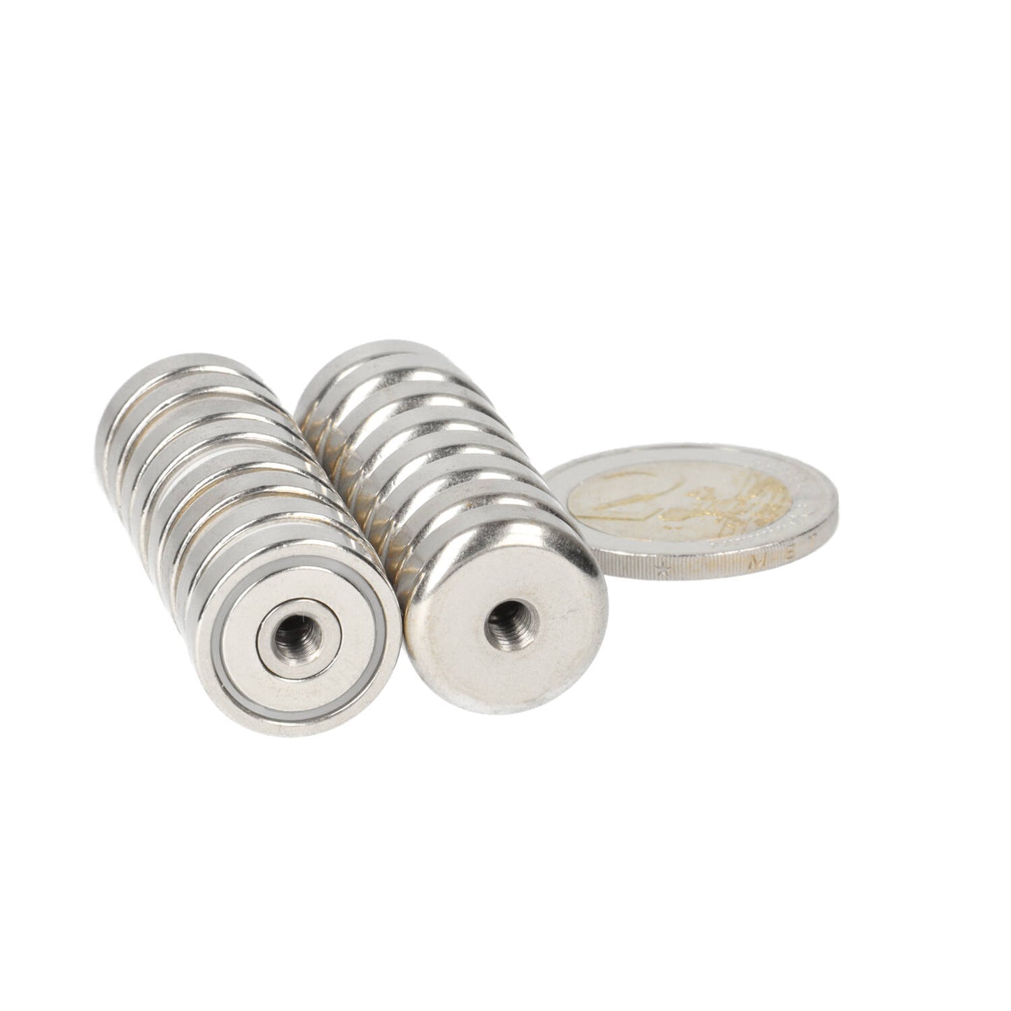 Neodymium Potmagneet Ø16 x 5 mm N40 NiCuNi inwendig schroefdraad M4
