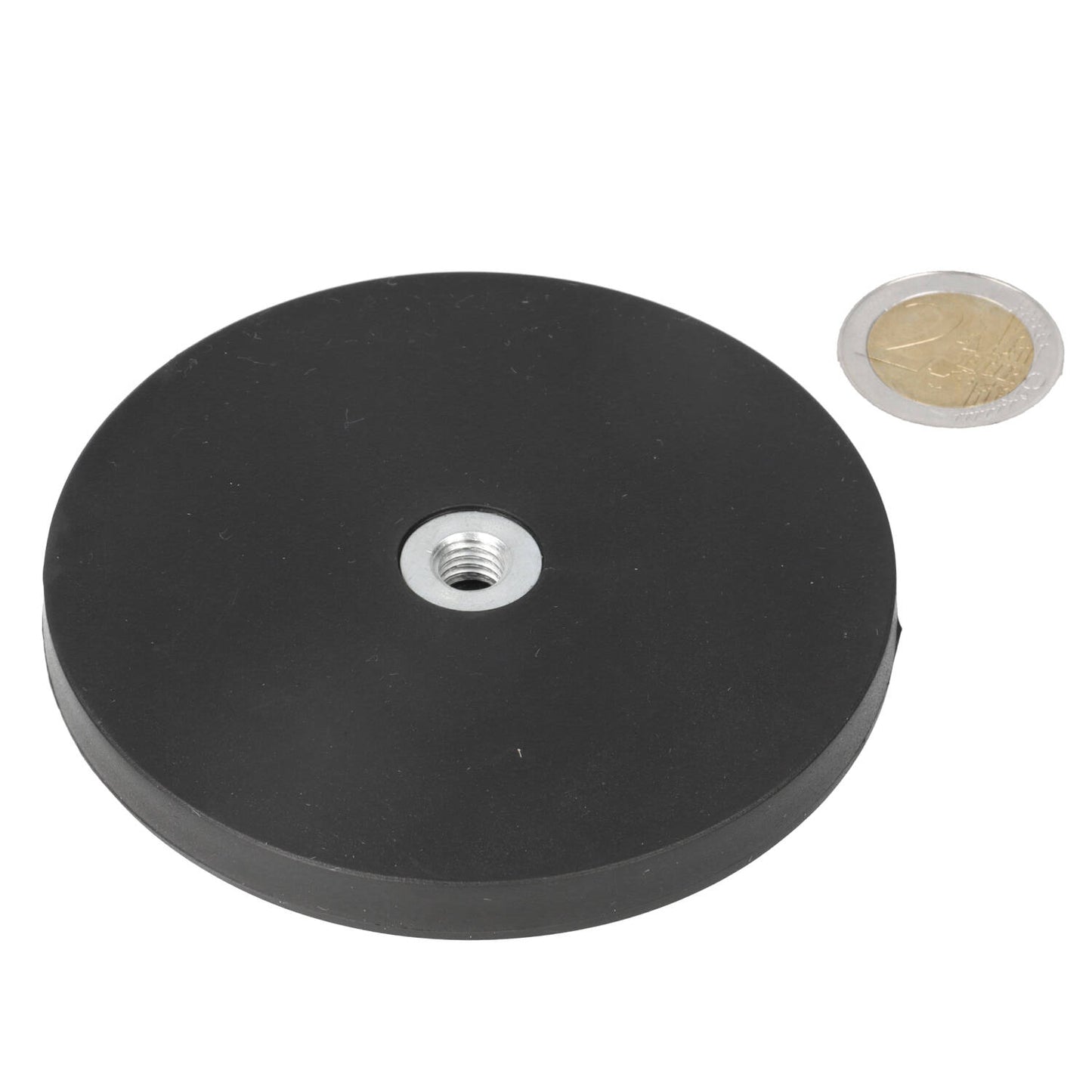 Neodymium Rubber Potmagneet Ø88 x 8,5 mm N40 inwendig schroefdraad M8