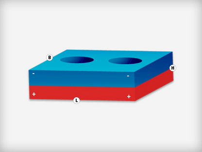 Neodymium Blokmagneet met boor-/verzinkgat (2x) 30 x 13,5 x 5 mm N48 NiCuNi Zuid Pool