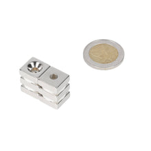 Neodymium Blokmagneet met boor-/verzinkgat 13,5 x 13,5 x 5 mm N48 NiCuNi Noord Pool