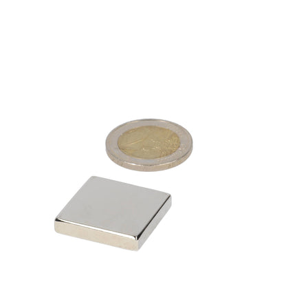 Neodymium Blokmagneet 25 x 25 x 5 mm N45 NiCuNi