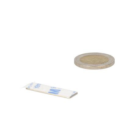 Neodymium Blokmagneet 30 x 10 x 1 mm N45 zelfklevend NiCuNi