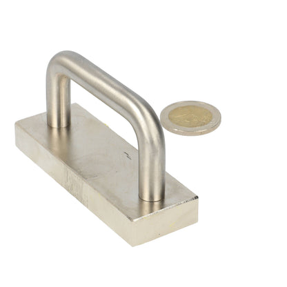 Neodymium Blokmagneet met RVS greep 85 x 30 x 12 mm N50