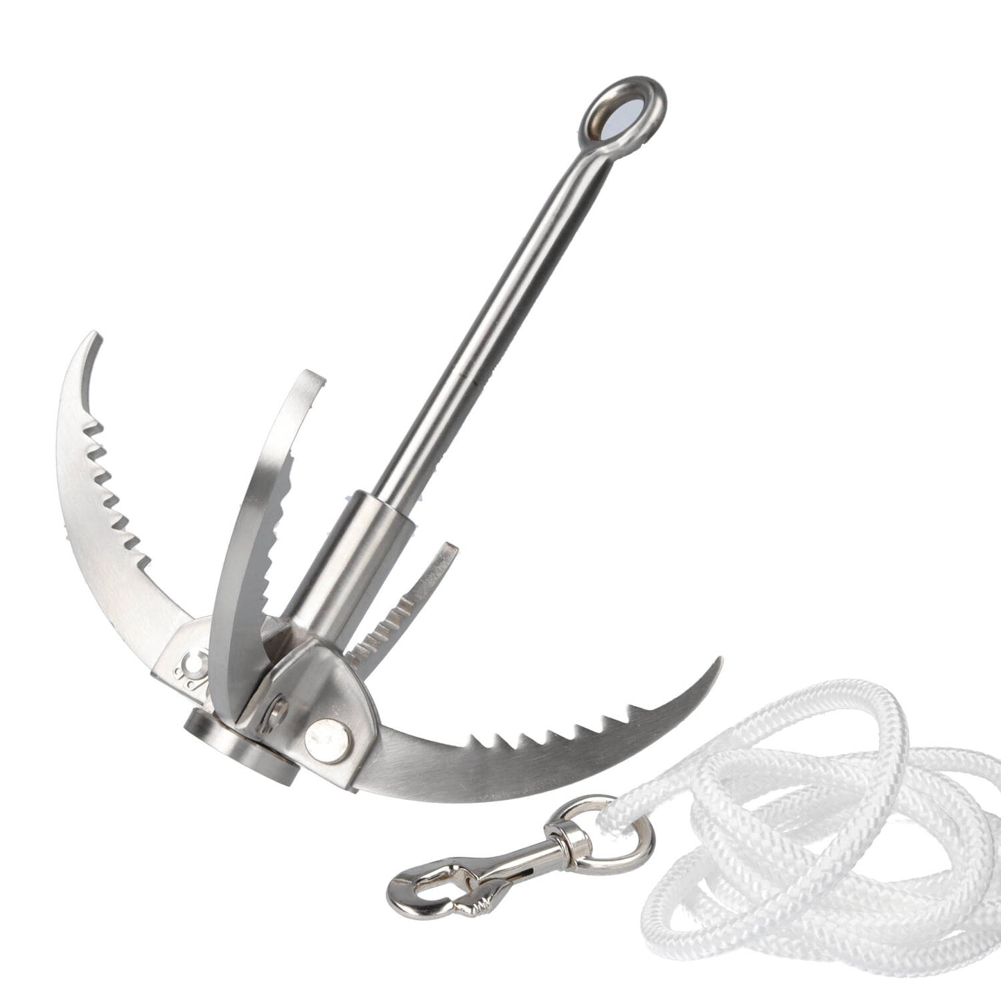 RVS Inklapbare Dreghaak 205 x 230 mm – Extra Sterk met 20 m Touw