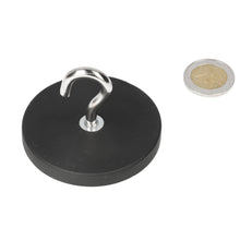 Rubberen haakmagneet 66 mm Neodymium in stalen behuizing