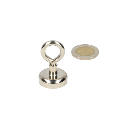 Oogboutmagneet 25x8x9 mm Neodymium N40 in stalen behuizing
