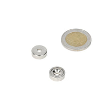 Pot magnet 13 x 4.5 mm, with drill/countersink hole