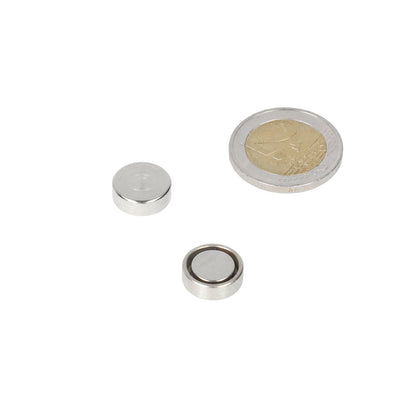 Neodymium Potmagneet Ø13 x 4,5 mm N38 NiCuNi om te verlijmen