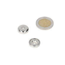 Pot magnet 16 x 5 mm, with drill/countersink hole