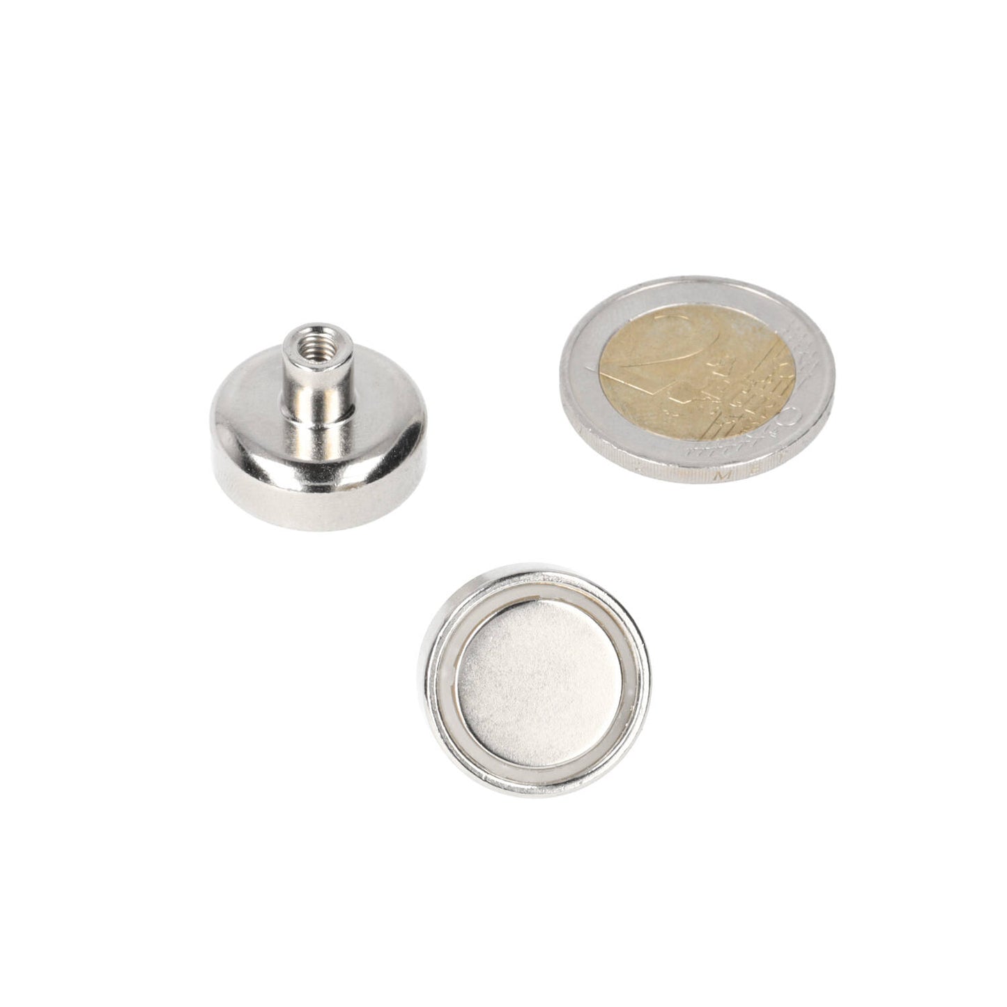 Neodymium Potmagneet Ø20 x 6 mm N40 NiCuNi draadbus M4