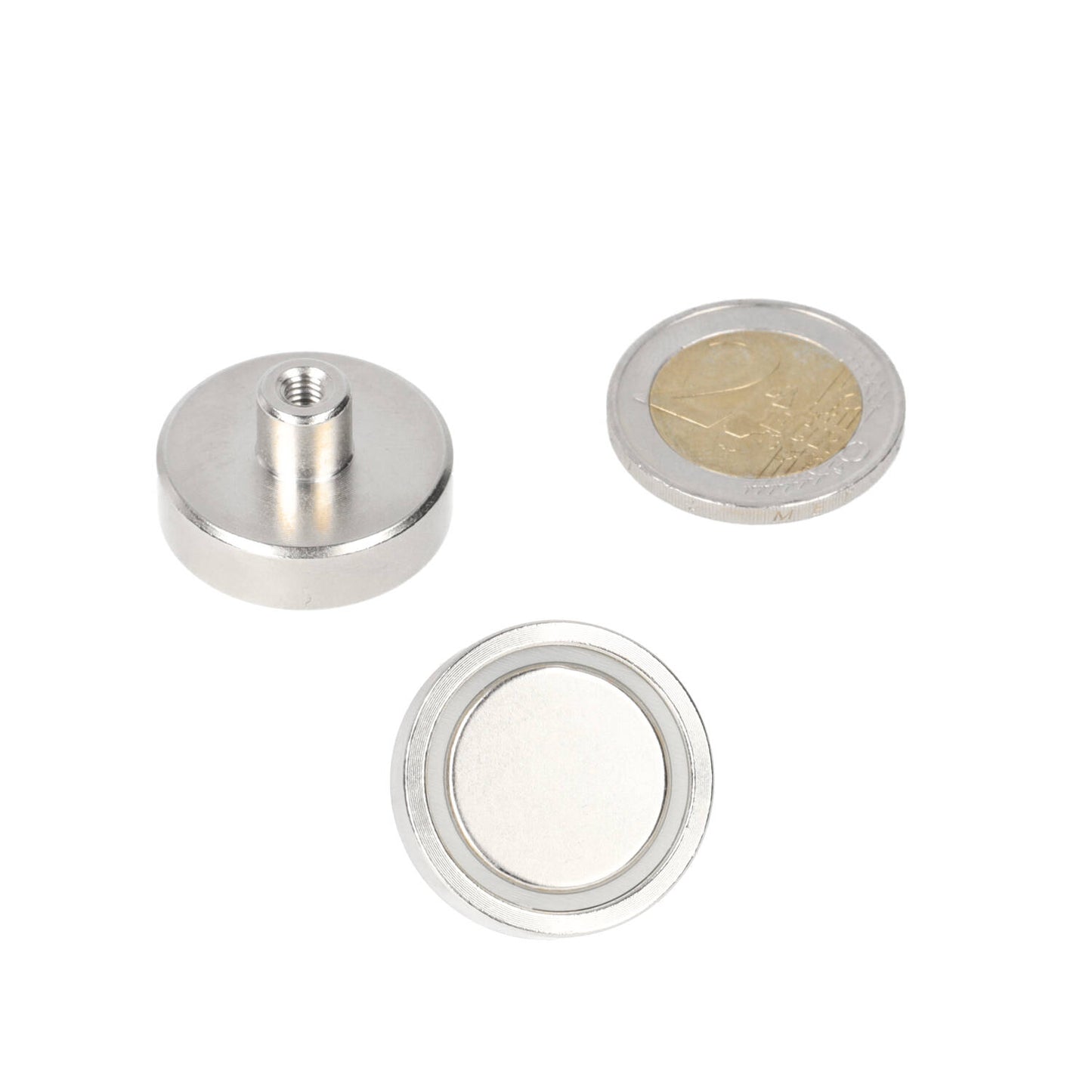 Neodymium Potmagneet Ø25 x 7 mm N40 NiCuNi draadbus M4