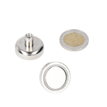 Neodymium Potmagneet Ø25 x 7 mm N40 NiCuNi draadbus M5
