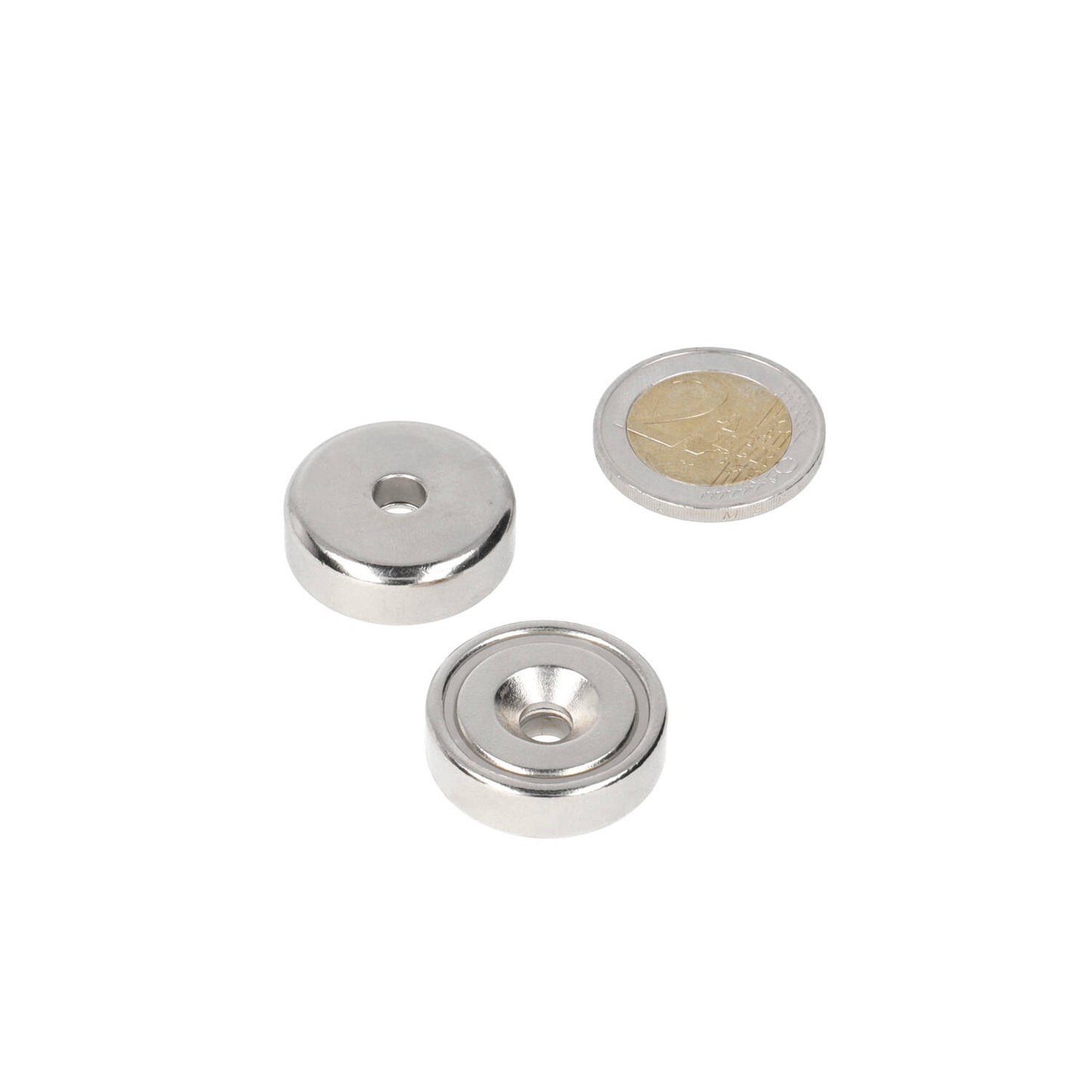 Neodymium Potmagneet Ø25 x 8 x 5,5 mm N40 NiCuNi boor-/verzinkgat