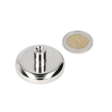 Neodymium Potmagneet Ø40 x 8 mm N42 NiCuNi draadbus M6