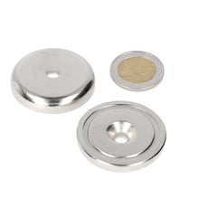 Neodymium Potmagneet Ø40 x 8,5 mm N40 NiCuNi boor-/verzinkgat