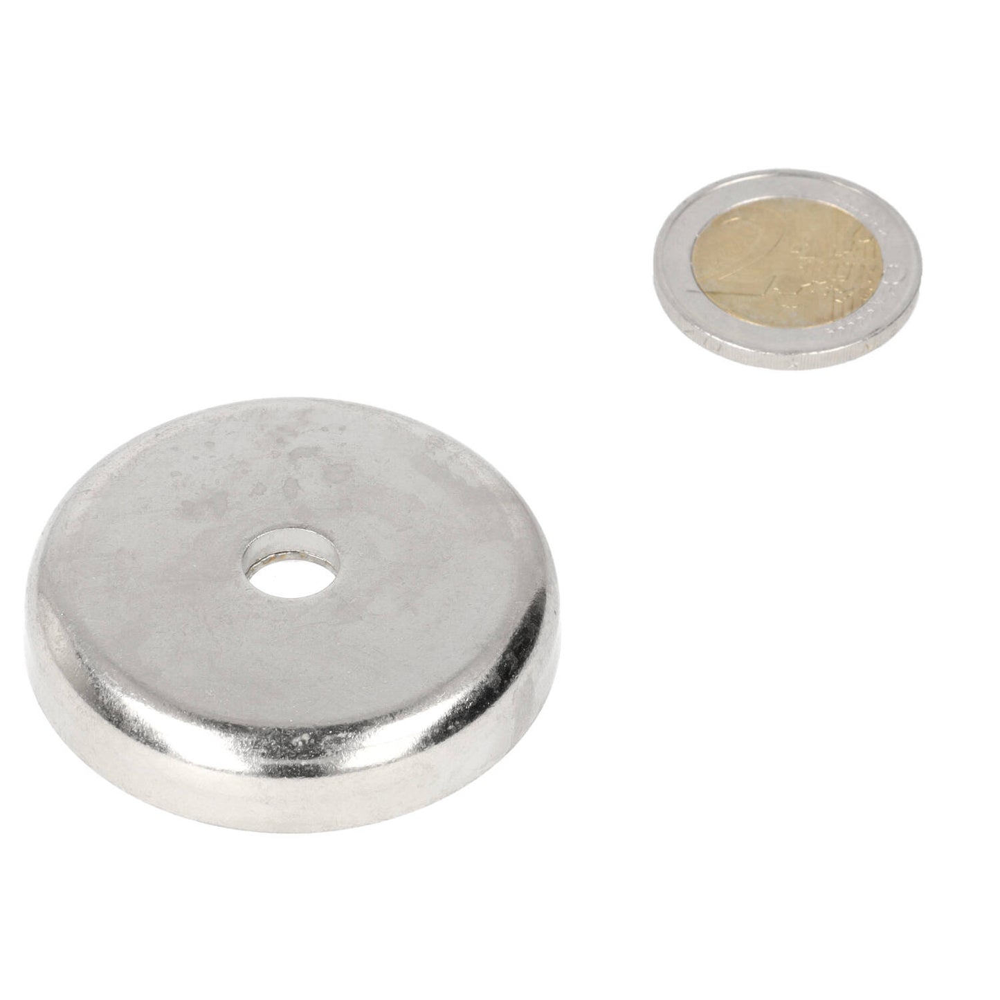 Neodymium Potmagneet Ø48 x 10,5 mm N40 NiCuNi boor-/verzinkgat