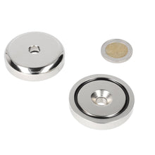 Neodymium Potmagneet Ø48 x 10,5 mm N40 NiCuNi boor-/verzinkgat