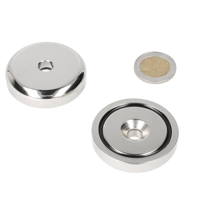 Neodymium Potmagneet Ø48 x 10,5 mm N40 NiCuNi boor-/verzinkgat