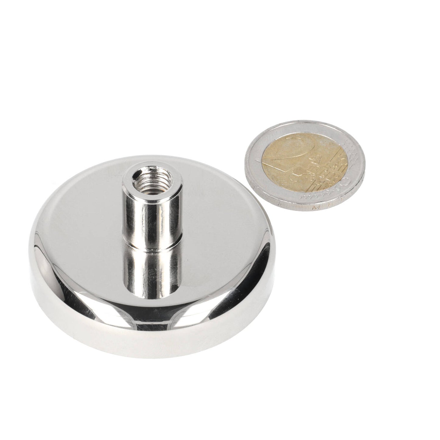 Neodymium Potmagneet Ø48 x 11 mm N40 NiCuNi draadbus M6