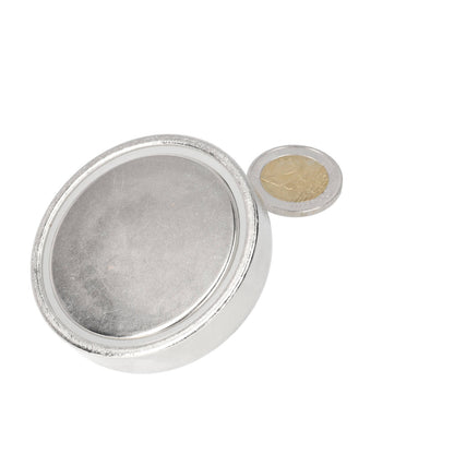Neodymium Potmagneet Ø60 x 15 mm N40 NiCuNi draadbus M8