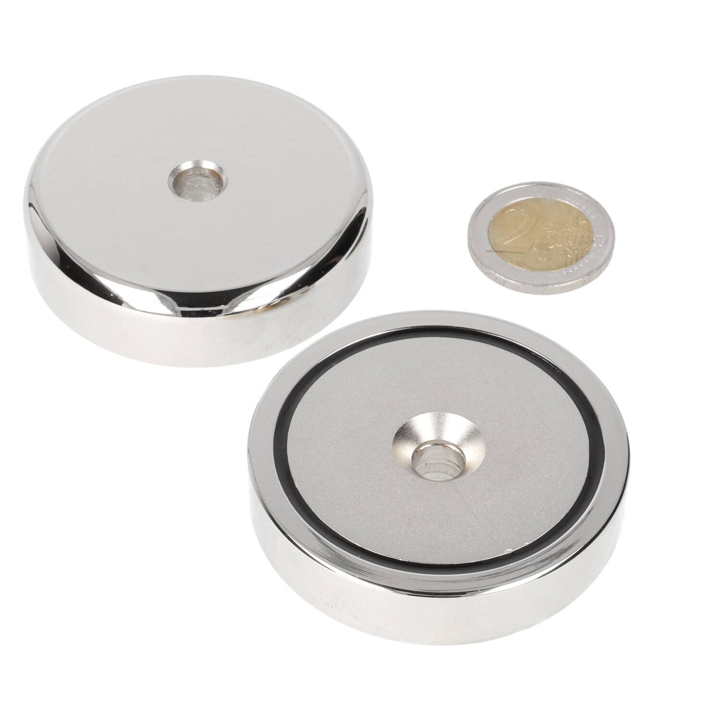 Neodymium Potmagneet Ø60 x 15 mm N40 NiCuNi boor-/verzinkgat