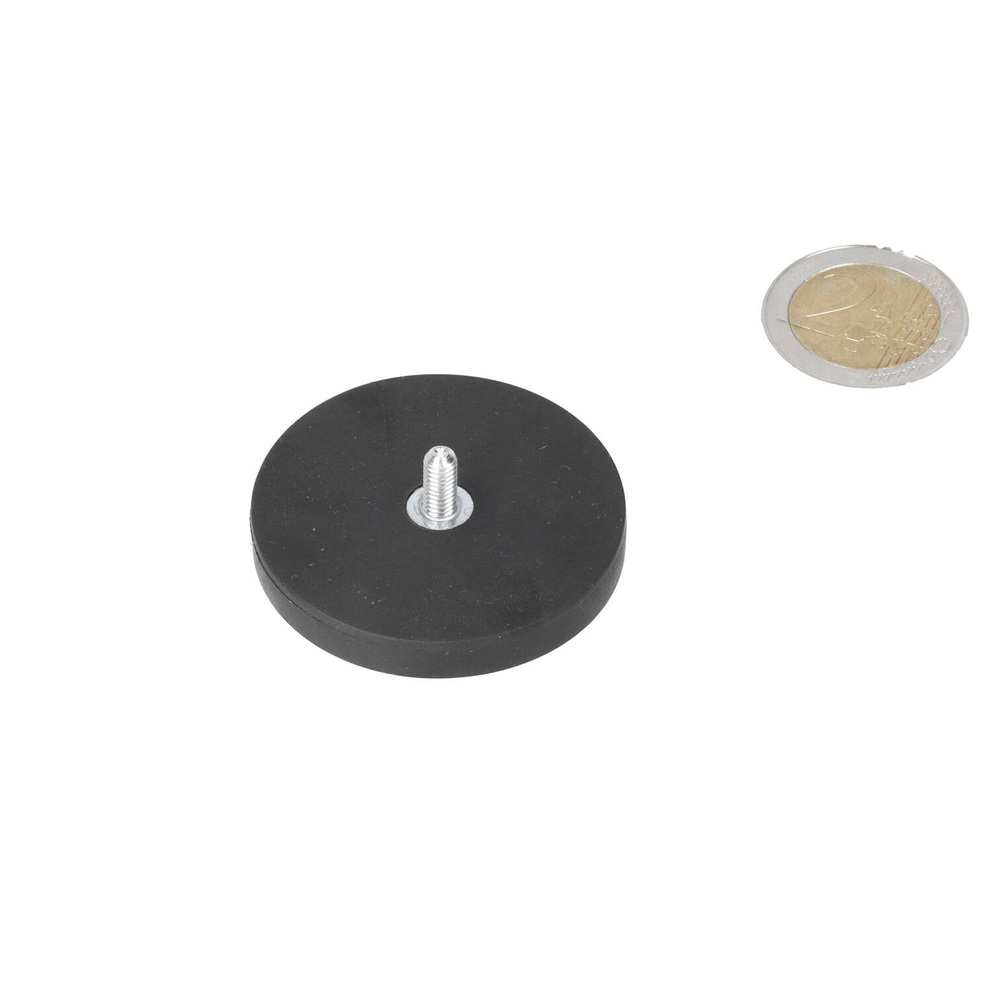 Neodymium Rubber Potmagneet Ø43 x 6 mm N40 draadstift M4