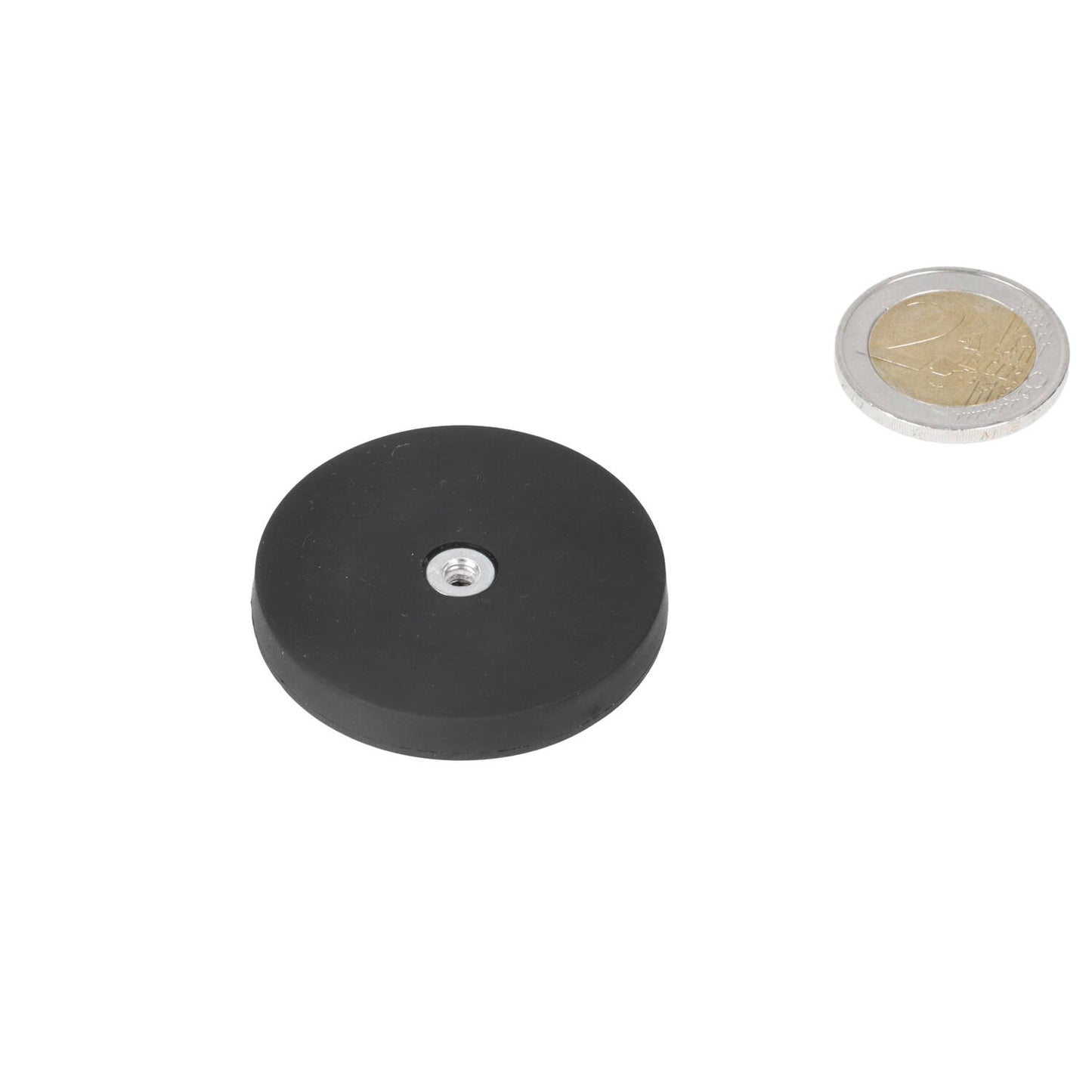 Neodymium Rubber Potmagneet Ø43 x 6 mm N40 inwendig schroefdraad M4