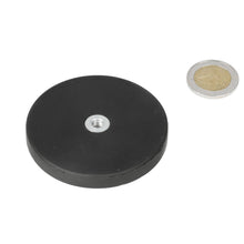 Neodymium Rubber Potmagneet Ø66 x 8,5 mm N40 inwendig schroefdraad M6