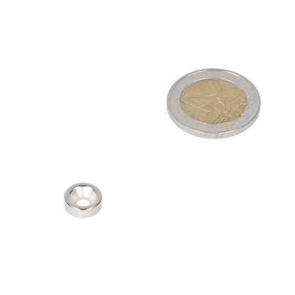Neodymium Ringmagneet Ø10 x Ø7,1 x 3,5 mm N35 NiCuNi met boor-/verzinkgat Noordpool
