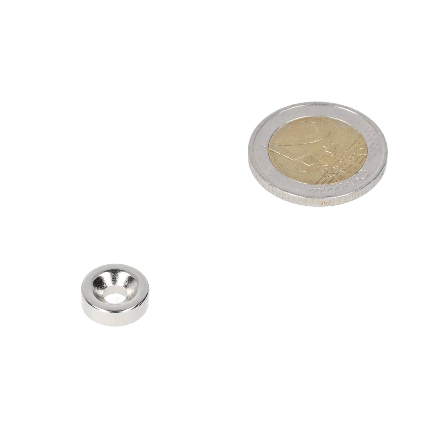 Neodymium Ringmagneet Ø14 x Ø8,1 x 3 mm N35 NiCuNi met boor-/verzinkgat Zuidpool