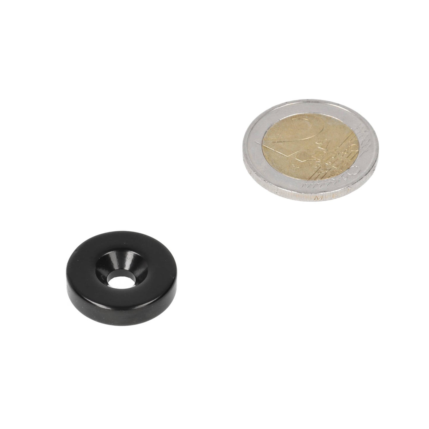 Neodymium Ringmagneet Ø20 x Ø9,8 x 5,1 mm N35 Epoxy met boor-/verzinkgat Noordpool