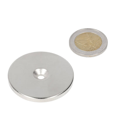 Neodymium Ringmagneet Ø42 x Ø9,5 x 4 mm N35 NiCuNi met boor-/verzinkgat Zuidpool