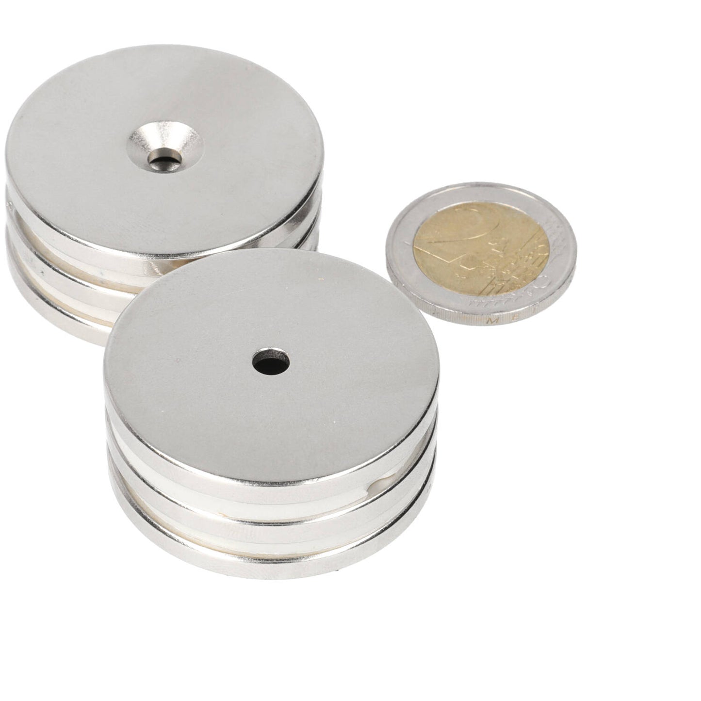Neodymium Ringmagneet Ø42 x Ø9,5 x 4 mm N35 NiCuNi met boor-/verzinkgat Zuidpool
