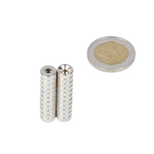 Neodymium Ringmagneet Ø8 x Ø6 x 3 mm N35 NiCuNi met boor-/verzinkgat Noordpool