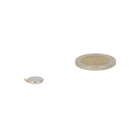 Neodymium Schijfmagneet Ø10 x 1,5 mm N45 NiCuNi zelfklevend