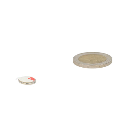Neodymium Schijfmagneet Ø11 x 1 mm N48 NiCuNi zelfklevend