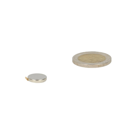 Neodymium Schijfmagneet Ø12 x 2 mm N48 NiCuNi zelfklevend
