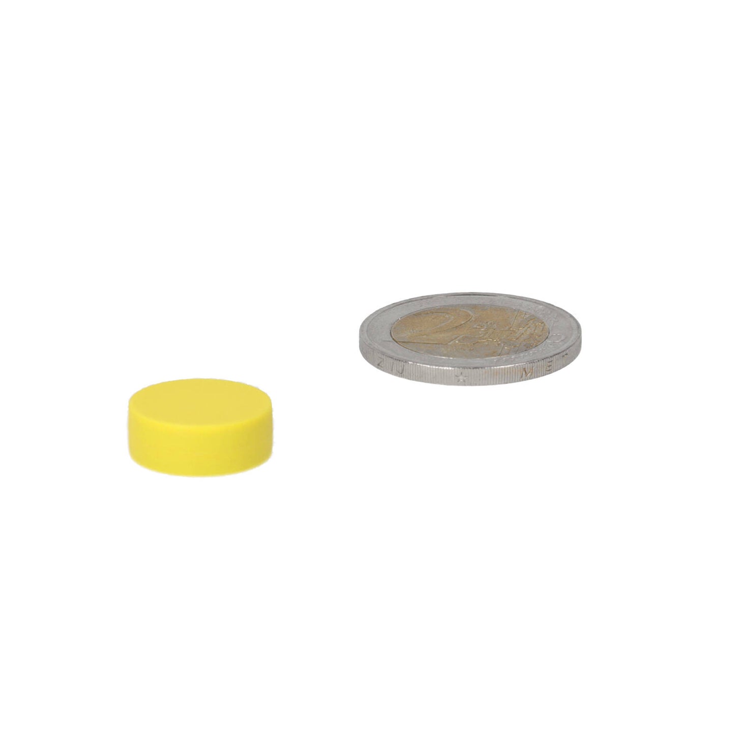 Neodymium Schijfmagneet ø16 x 6 mm N45 kunststof coating (Geel)