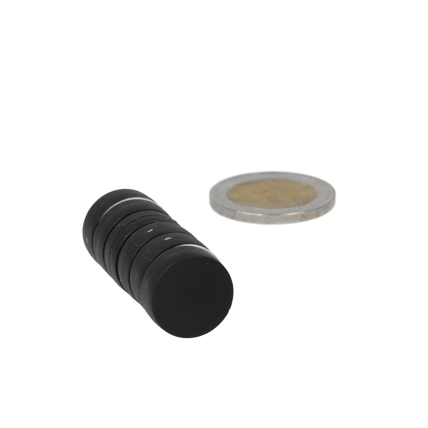 Neodymium Schijfmagneet ø16 x 6 mm N45 kunststof coating (Zwart)