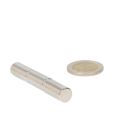 Neodymium Staafmagneet Ø10 x 20 mm N45 NiCuNi
