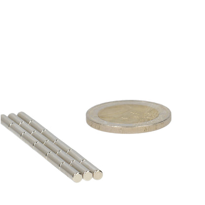 Neodymium Staafmagneet Ø3 x 10 mm N50 NiCuNi