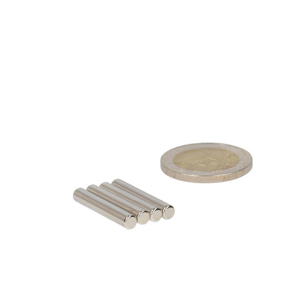 Neodymium Staafmagneet Ø4 x 25 mm N48 NiCuNi