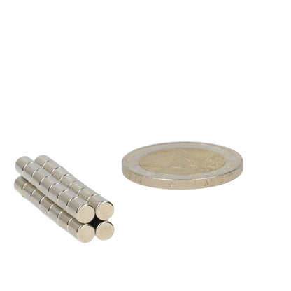 Neodymium Staafmagneet Ø4 x 5 mm N50 NiCuNi