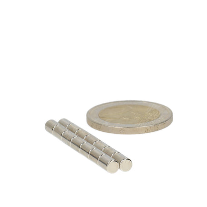 Neodymium Staafmagneet Ø4 x 6 mm N48 NiCuNi