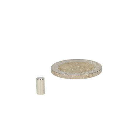 Neodymium Staafmagneet Ø4 x 8 mm N48 NiCuNi